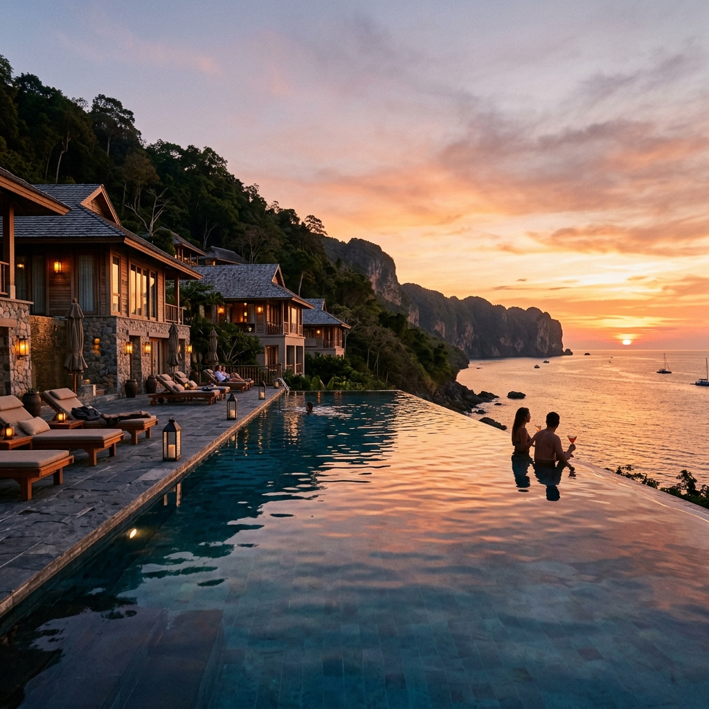 Boutique luxury resort infinity pool ocean view